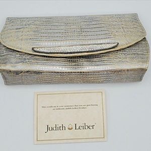 Judith Leiber  Swarovski Crystal silver/gold eye glass case or small clutch. NWT